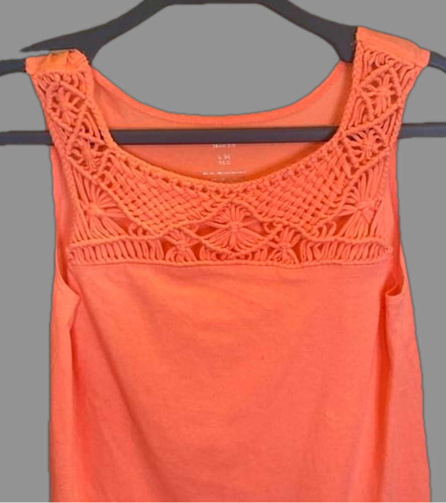 Ladies pink crochet top size L 14 Reg Arizona Jean company